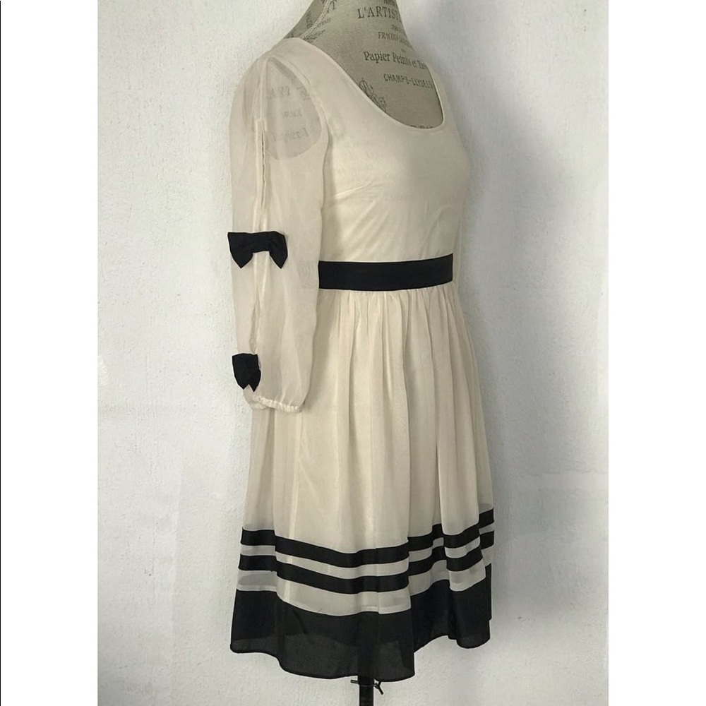 Anthropologie A'reeve Tea Dress Cream Black Size S - Picture 3 of 10